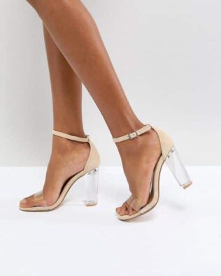 Clear Block Heeled Sandals